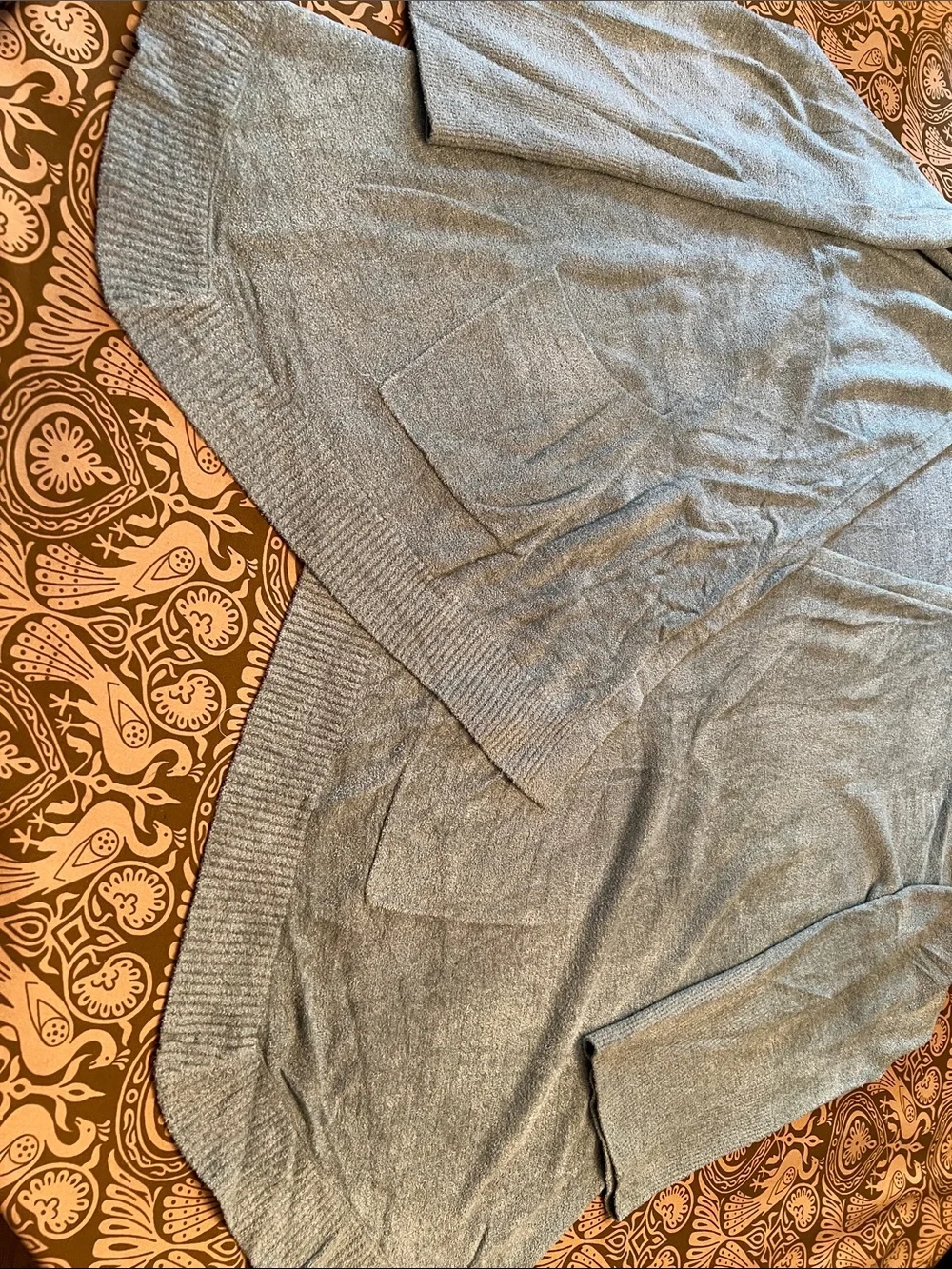 Barefoot Dreams Light Blue/Gray Hooded Wrap Cardigan